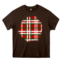 Chocolate Brown Christmas Tartan Patch Heavy Core Tee - BundleAndBundleShop