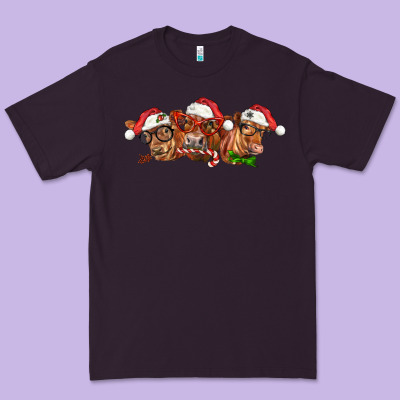 Christmas Red Angus Cows Premium Tee Designed By Lillyallendesigns