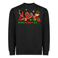 Black Peace Love Elf Christmas Heavyweight Sweatshirt - BundleAndBundleShop