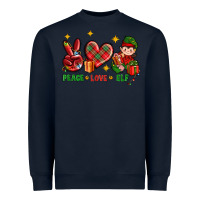 Navy Peace Love Elf Christmas Heavyweight Sweatshirt - BundleAndBundleShop