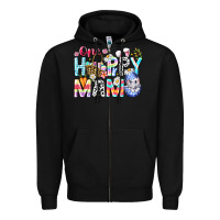 Black One Happy Mama Easter Bunny Zipper Hoodie - CowhideDigitalArt