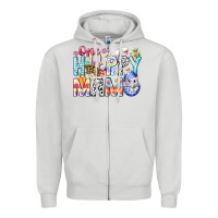 Dove Grey One Happy Mama Easter Bunny Zipper Hoodie - CowhideDigitalArt