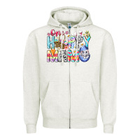 Oatmeal Heather One Happy Mama Easter Bunny Zipper Hoodie - CowhideDigitalArt
