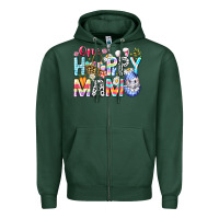 Sports Green One Happy Mama Easter Bunny Zipper Hoodie - CowhideDigitalArt