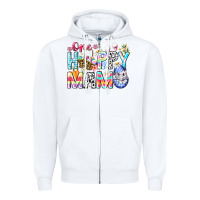 White One Happy Mama Easter Bunny Zipper Hoodie - CowhideDigitalArt