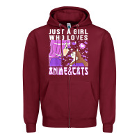 Burgundy anime cat anime stuff Zipper Hoodie - lanVoArt