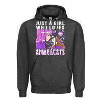 Charcoal Heather anime cat anime stuff Zipper Hoodie - lanVoArt
