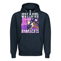 Navy anime cat anime stuff Zipper Hoodie - lanVoArt