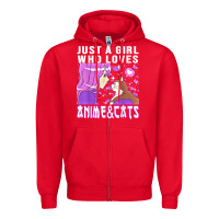 Red anime cat anime stuff Zipper Hoodie - lanVoArt