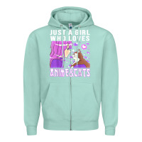 Seafoam anime cat anime stuff Zipper Hoodie - lanVoArt