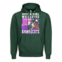 Sports Green anime cat anime stuff Zipper Hoodie - lanVoArt
