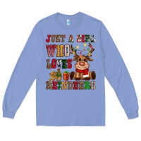 Colony Blue just a girl who loves reindeers Long Sleeve Tee - CowGirlArtShop