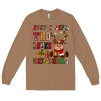 Toasted Coconut just a girl who loves reindeers Long Sleeve Tee - CowGirlArtShop