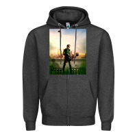 Charcoal Heather green arrow Zipper Hoodie - lanVoArt