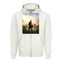 Oatmeal Heather green arrow Zipper Hoodie - lanVoArt
