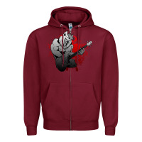 Burgundy Guitar Player Gift Guitarist Guitar Zipper Hoodie - lanVoArt