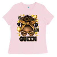 Bubblegum Pink birthday queen afro messy bun Ladies Tee - Artiststas