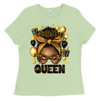 Matcha birthday queen afro messy bun Ladies Tee - Artiststas