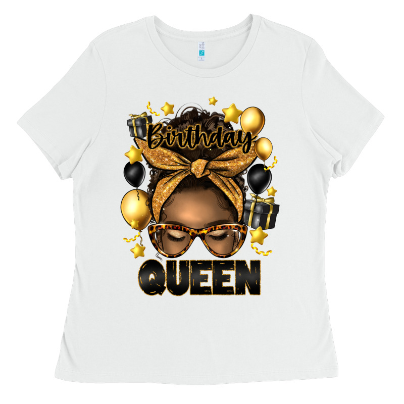 Birthday Queen Afro Messy Bun Ladies Tee by Artiststas | Teevron