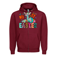 Burgundy My 1st Easter Zipper Hoodie - CowhideDigitalArt