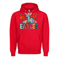Red My 1st Easter Zipper Hoodie - CowhideDigitalArt