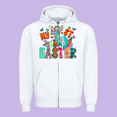 My 1st Easter Zipper Hoodie Designed By Cowhidedigitalart