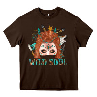 Western İndian Wild Soul With Braid Hair Woman Heavy Core Tee | Teevron