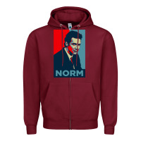 Burgundy norm macdonald political poster Zipper Hoodie - lanVoArt