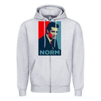 Heather Grey norm macdonald political poster Zipper Hoodie - lanVoArt