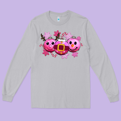 Pink Christmas Long Sleeve Tee Designed By Cowgirlartshop