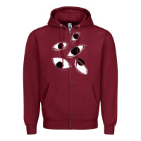 Burgundy weirdcore staring Zipper Hoodie - lanVoArt