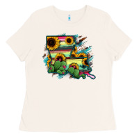Bone Louisiana Map Sunflower Cactus Serape Ladies Tee - RanaPortraitStore