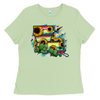 Matcha Louisiana Map Sunflower Cactus Serape Ladies Tee - RanaPortraitStore