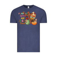 Vintage Denim Pumpkin spice and Jesus christ Vintage Tee - NancyCooperArtShop