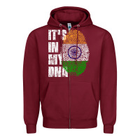 Burgundy IT'S IN MY DNA India Flag Indian Zipper Hoodie - lanVoArt