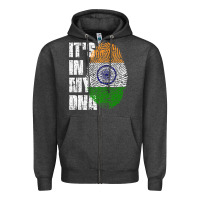 Charcoal Heather IT'S IN MY DNA India Flag Indian Zipper Hoodie - lanVoArt