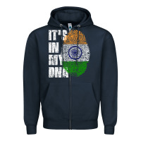 Navy IT'S IN MY DNA India Flag Indian Zipper Hoodie - lanVoArt