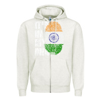 Oatmeal Heather IT'S IN MY DNA India Flag Indian Zipper Hoodie - lanVoArt