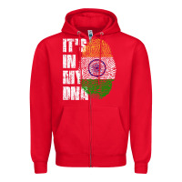 Red IT'S IN MY DNA India Flag Indian Zipper Hoodie - lanVoArt