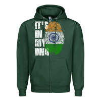 Sports Green IT'S IN MY DNA India Flag Indian Zipper Hoodie - lanVoArt