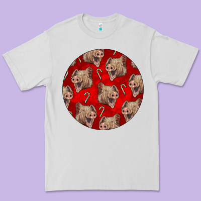 Christmas Pig Premium Tee Designed By Lillyallendesigns