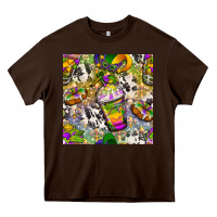Chocolate Brown Mardi Gras coffee cups and donut with cowhide Heavy Core Tee - BundleAndBundleShop