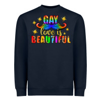 Navy Gay Love Is Beautiful Pride Lgbtq Heavyweight Sweatshirt - BundleAndBundleShop
