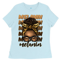 Baby Blue melanin afro messy bun Ladies Tee - Artiststas
