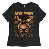 Black melanin afro messy bun Ladies Tee - Artiststas
