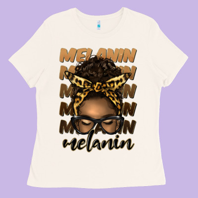 Melanin Afro Messy Bun Ladies Tee Designed By Artiststas