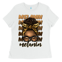 White melanin afro messy bun Ladies Tee - Artiststas
