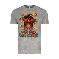 Santas Favorite School Bus Driver Afro Messy Bun Vintage Tee | Teevron