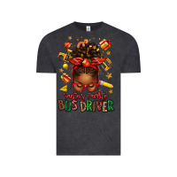 Vintage Black santas favorite school bus driver afro messy bun Vintage Tee - texasbilliewilder