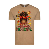 Vintage Coffee santas favorite school bus driver afro messy bun Vintage Tee - texasbilliewilder